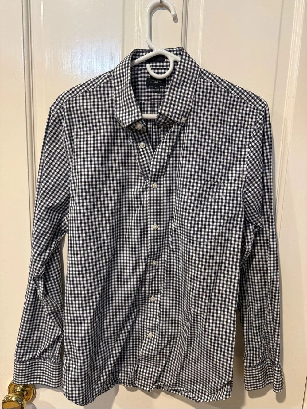 J. Crew Men’s Dress Shirt Trio - White, Light Blue, Navy Gingham